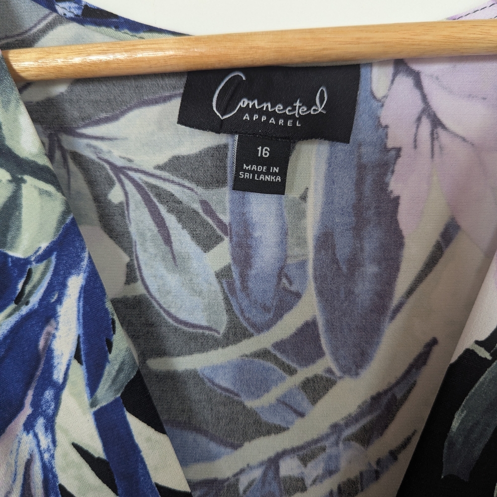 EUC Connected Apparel Tropical Floral Maxi Dress - Black, Blue, Purple Size 16 - Picture 4 of 5